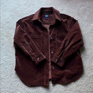 GAP Brown Corduroy Shirt Jacket Shacket Button Front Size MP